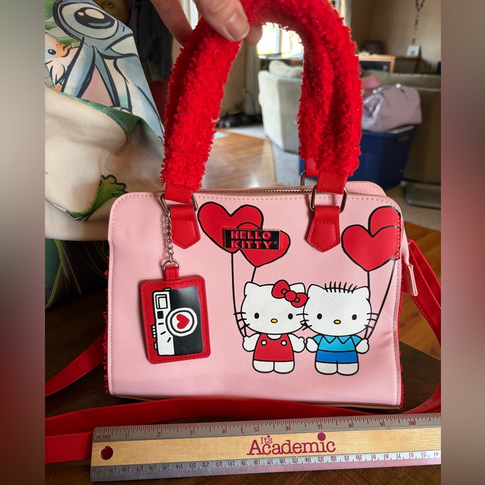 Hello Kitty Pink and Red Heart Balloon Satchel with Camera Charm